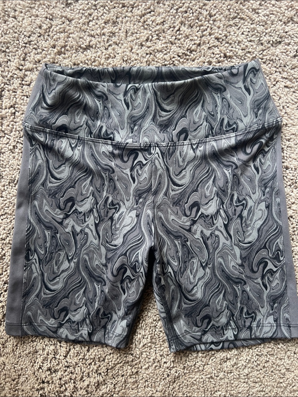 PINK Gray Marble-Print Women's Stretch Bike Shorts Size XS